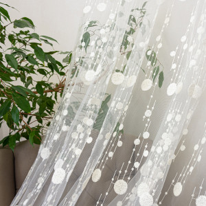 Set 3 piese Hiko, doua draperii COMFY catifea verde si o perdea brodata nesifonabila Dots ivoire, cu rejansa - Img 3