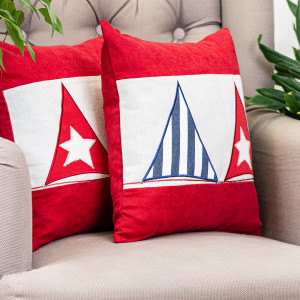 Set unic, doua perne decorative brodate, cu fata detasabila Hiko RED SEA 2x40x40cm - Img 4