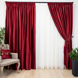 Draperie Hiko COMFY catifea rosu aprins, cu rejansa, 1 bucata - Img 1