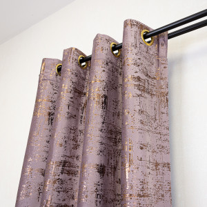 Draperie, Hiko Imperial Comfy catifea imprimata roz murdar, prindere pe inele alama, 1 bucată - Img 4