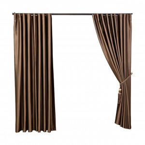 Draperie opaca, Hiko Hotel Lux Blackout draperie ignifugata, maro bronz, cu rejansa Waves, 1 bucata - Img 2