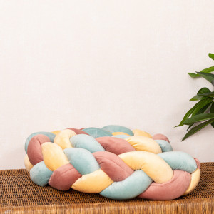 Hiko Baby Bumper impletit din catifea colorat pastel, protectie laterala patut 215cm - Img 4