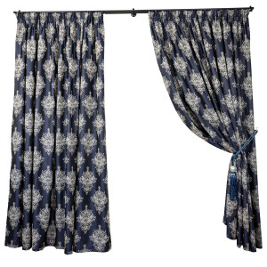 Set 2 draperii baroc, Hiko IMPERIAL CHATEAU albastru, cu rejansa - Img 2