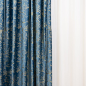 Set 2 draperii catifea imprimata, Hiko Comfy Cloud Blue, cu rejansa - Img 4