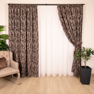 Set 2 draperii Hiko Chenille maro, dark, cu rejansa (Copy 1)