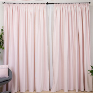 Set 2 draperii Hiko COMFY catifea baby roz, cu rejansa Premium, creion de 6,5cm - Img 2