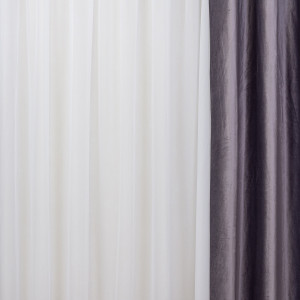 Set 2 draperii Hiko Comfy catifea gri movuliu, prindere pe inele alama - Img 4