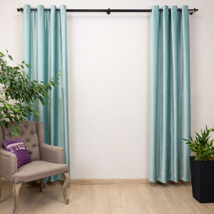 Set 2 draperii Hiko Comfy catifea ice blue, prindere pe inele alama - Img 1