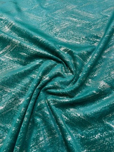 Set 2 draperii Hiko Goldie COMFY Istanbul, catifea imprimata, verde smarald auriu, cu rejansa creion, 6,5cm