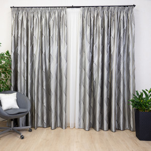 Set 2 draperii Hiko ROYAL SHAPE gri, cu rejansa - Img 3