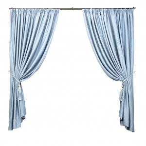Set 2 draperii opace Hiko Blackout, dimout 90% bleu, cu rejansa - Img 3