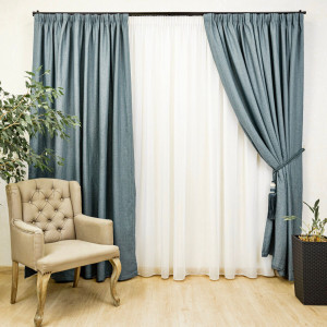 Set 2 draperii opace, Hiko Lux Blackout, dimout Bluevert, cu rejansa