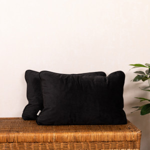 Set 2 perne decorative 2x40x60cm cu fata detasabila, Hiko COMFY catifea neagra - Img 3