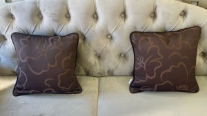 Set 2 perne decorative cu fata detasabila, Hiko Flower maro 2x40x40cm - Img 4