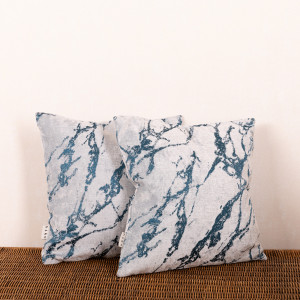 Set 2 perne decorative Hiko Chenille albastru, cu fata detasabila - Img 3