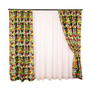 Set 3 piese Hiko Fantasy, 2 draperii Indian Jungle si o perdea Ana voal, cu rejansa - Img 2