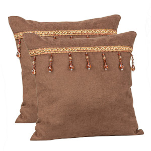 Set doua perne decorative cu fata detasabila, Hiko BASE maro 2x40x40cm - Img 2