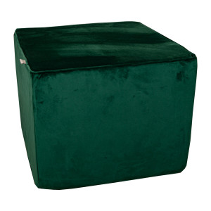 Taburet, otoman din catifea Hiko Comfy verde smarald, burete ferm 50x50cm cu inaltime 40cm - Img 2