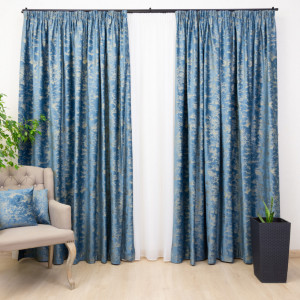 Draperie catifea imprimata, Hiko Comfy Cloud Blue, cu rejansa, 1 bucata - Img 3