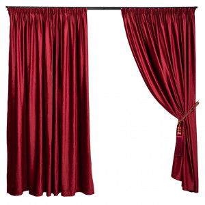 Draperie Hiko COMFY catifea rosu aprins, cu rejansa, 1 bucata - Img 2