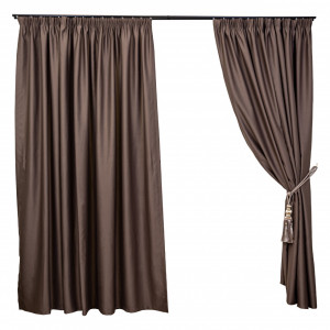 Draperie opaca, maro Hiko Blackout 98%, 200Lx245H cm, eleganta pentru living, dormitor, hotel, izolare termica si fonica, decor modern, montaj usor, rejansa creion de 6.5cm, 1 bucata - Img 2