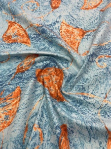 Fata de masa din bumbac fin, albastru cu vascoza, Blue Leaf, dimensiuni exacte la comanda - Img 2
