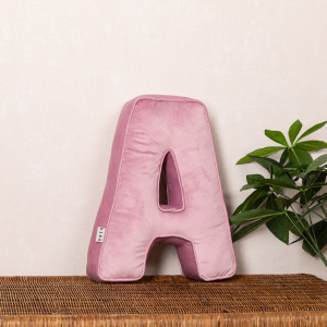 Perna XL-40cm, Hiko Name litera A din catifea albastra sau roz, cu vipusca - Img 4