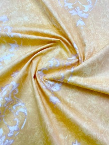 Set 2 draperii bumbac, Hiko Nostalgie Baroc Garden Galben, cu rejansa Premium creion de 6,5cm