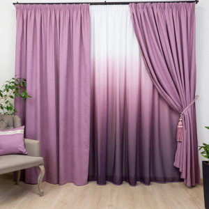 Set 2 draperii Hiko BASE mov lavanda, cu rejansa - Img 1