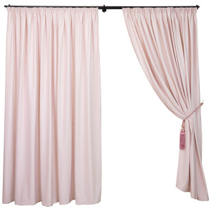 Set 2 draperii Hiko COMFY catifea baby roz, cu rejansa - Img 1