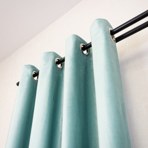 Set 2 draperii Hiko Comfy catifea ice blue, prindere pe inele alama - Img 4