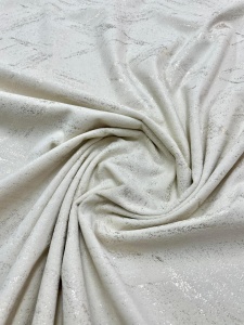 Set 2 draperii Hiko Goldie COMFY Istanbul, catifea imprimata, fildes, crem, ivoire auriu, cu rejansa creion, 6,5cm - Img 4