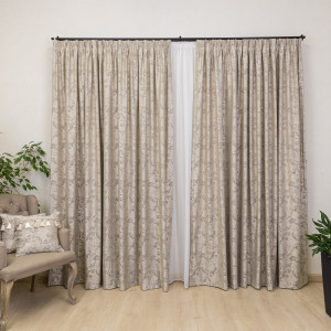 Set 2 draperii Hiko Imperial Garden bej, cu rejansa Premium, creion de 6,5cm - Img 4