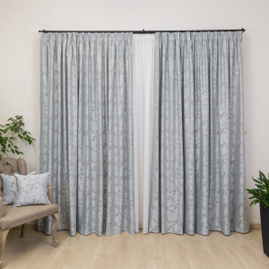 Set 2 draperii Hiko Imperial Garden gri, cu rejansa Premium, creion 6,5cm - Img 4