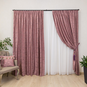 Set 2 draperii Hiko Imperial Garden roz, cu rejansa - Img 1