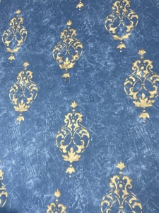 Set 2 draperii scurte din bumbac, Hiko Nostalgie Baroc Garden Albastru, cu rejansa Premium creion de 6,5cm cu 2 benzi de prindere - Img 4