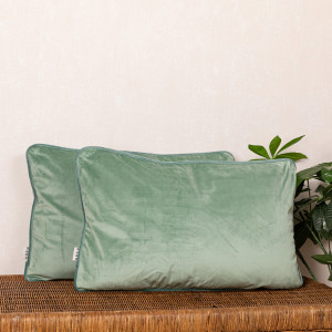 Set 2 perne decorative 2x40x60cm cu fata detasabila, Hiko COMFY catifea verde deschis
