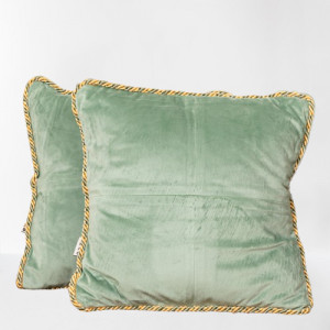 Set 2 perne decorative cu fata detasabila, Hiko Deluxe Comfy catifea verde deschis cu vipusca XL - Img 2