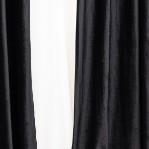 Set 3 piese Hiko, doua draperii COMFY catifea neagra si o perdea Ana voal alb, cu rejansa - Img 3