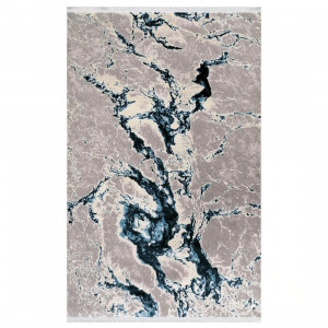 Covor Grey Ocean blue, cu margine franjuri - Img 1