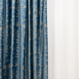 Draperie catifea imprimata, Hiko Comfy Cloud Blue, cu rejansa, 1 bucata - Img 4
