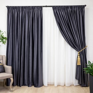 Draperie Hiko Comfy catifea gri antracit, cu rejansa, 1 bucata - Img 1