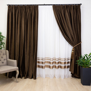 Draperie Hiko COMFY catifea maro, cu rejansa, 1 bucata - Img 1