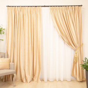 Draperie Hiko Comfy catifea piersica, cu rejansa, 1 bucata - Img 1