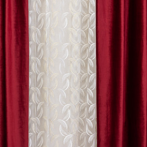 Draperie Hiko COMFY catifea rosu aprins, cu rejansa, 1 bucata - Img 3