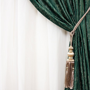 Draperie Hiko Comfy New Imperial catifea imprimata verde intens/gold, cu rejansa, 1 bucata - Img 2