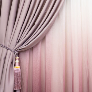 Draperie opaca, Hiko Blackout roz lavanda prafuit, cu rejansa, 1 bucata - Img 3