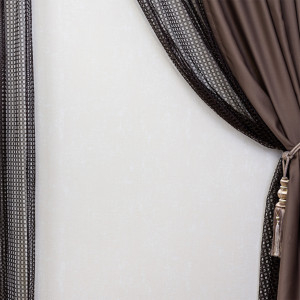 Draperie opaca, maro Hiko Blackout 98%, 200Lx245H cm, eleganta pentru living, dormitor, hotel, izolare termica si fonica, decor modern, montaj usor, rejansa creion de 6.5cm, 1 bucata - Img 3