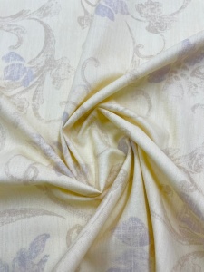 Fata de masa Vanilla, 100% bumbac plin, galben deschis cu flori bej, dimensiuni exacte la comanda - Img 2