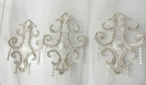 Perdea ivoire, fildes, Deluxe brodata 3D Hiko Velvet Flower, cu rejansa pliuri - Img 2